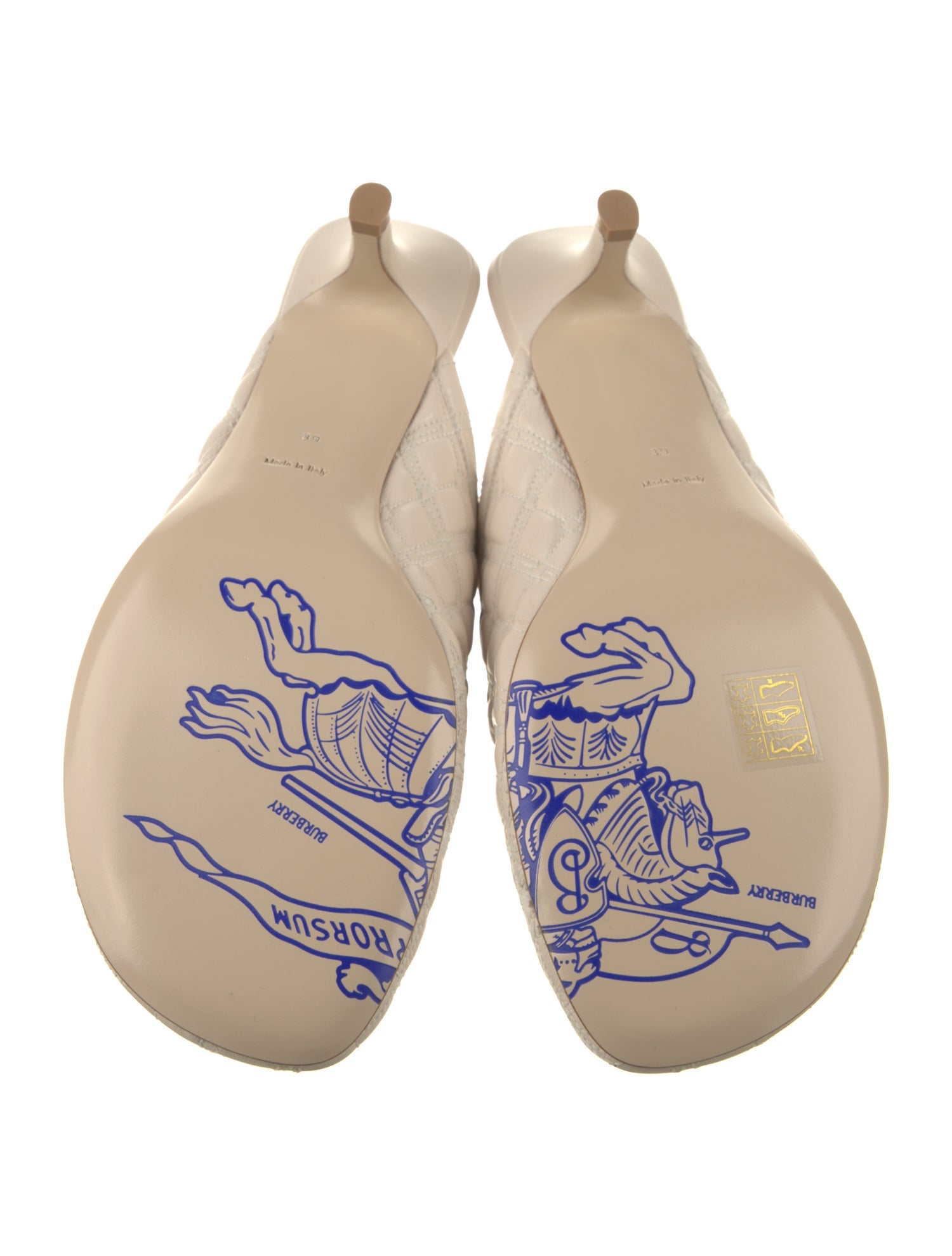 Burberry Leather Embroidered Accent Mules